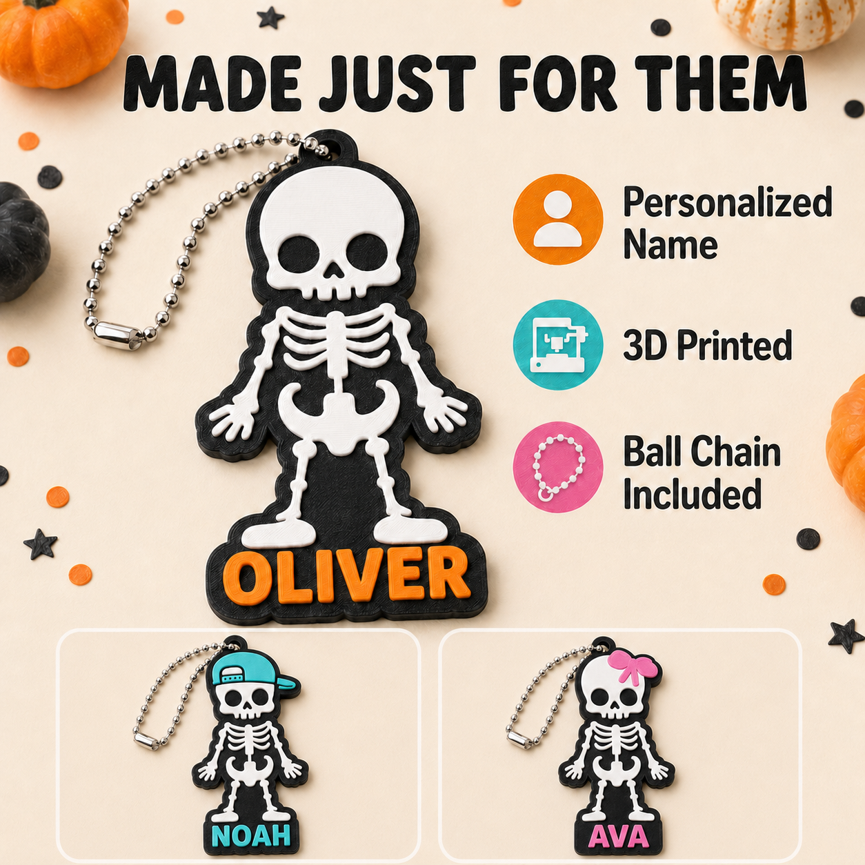Personalized Skeleton Halloween Bag Tag