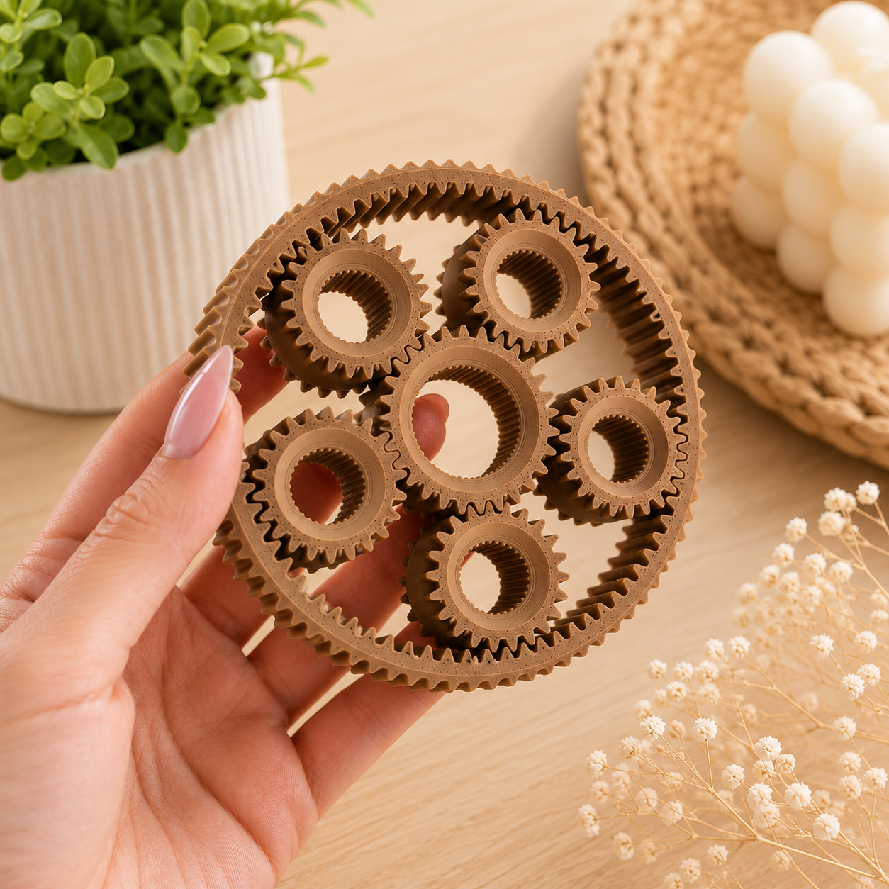 3D Printed Gear Fidget Spinner – Rotating Sensory Fidget Toy