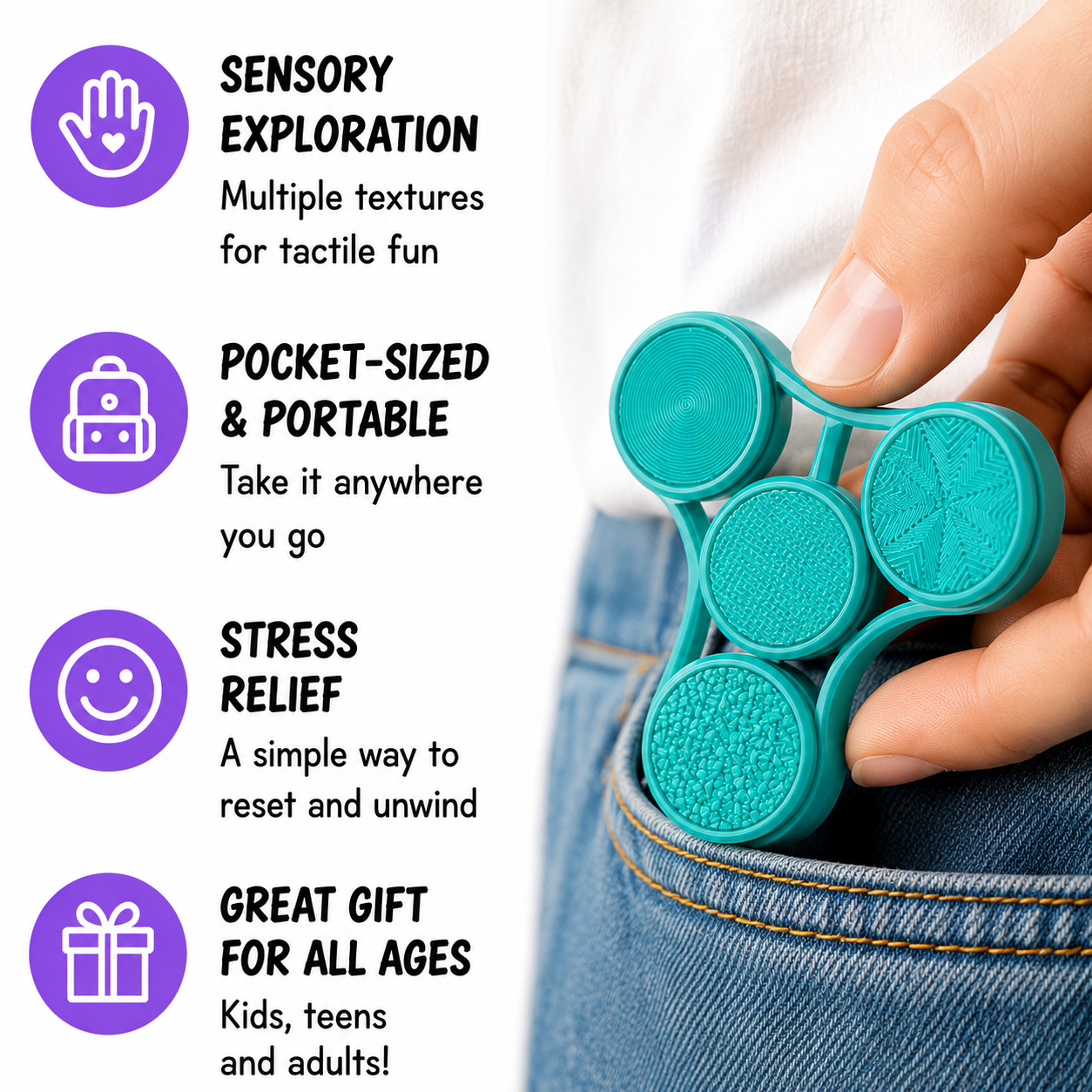 3D Printed Textured Fidget Spinner – 20+ Colors