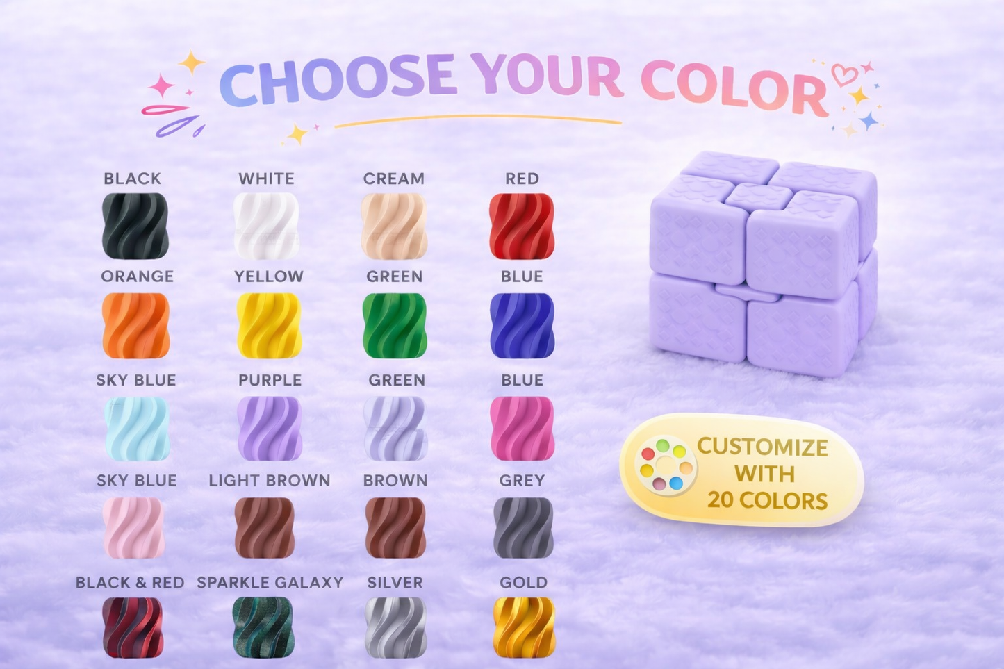 Infinity Cube Fidget Toy | ASMR Stress Relief Cube | Pocket Size Anxiety Relief | Flip & Fold Desk Fidget | Custom Color Options