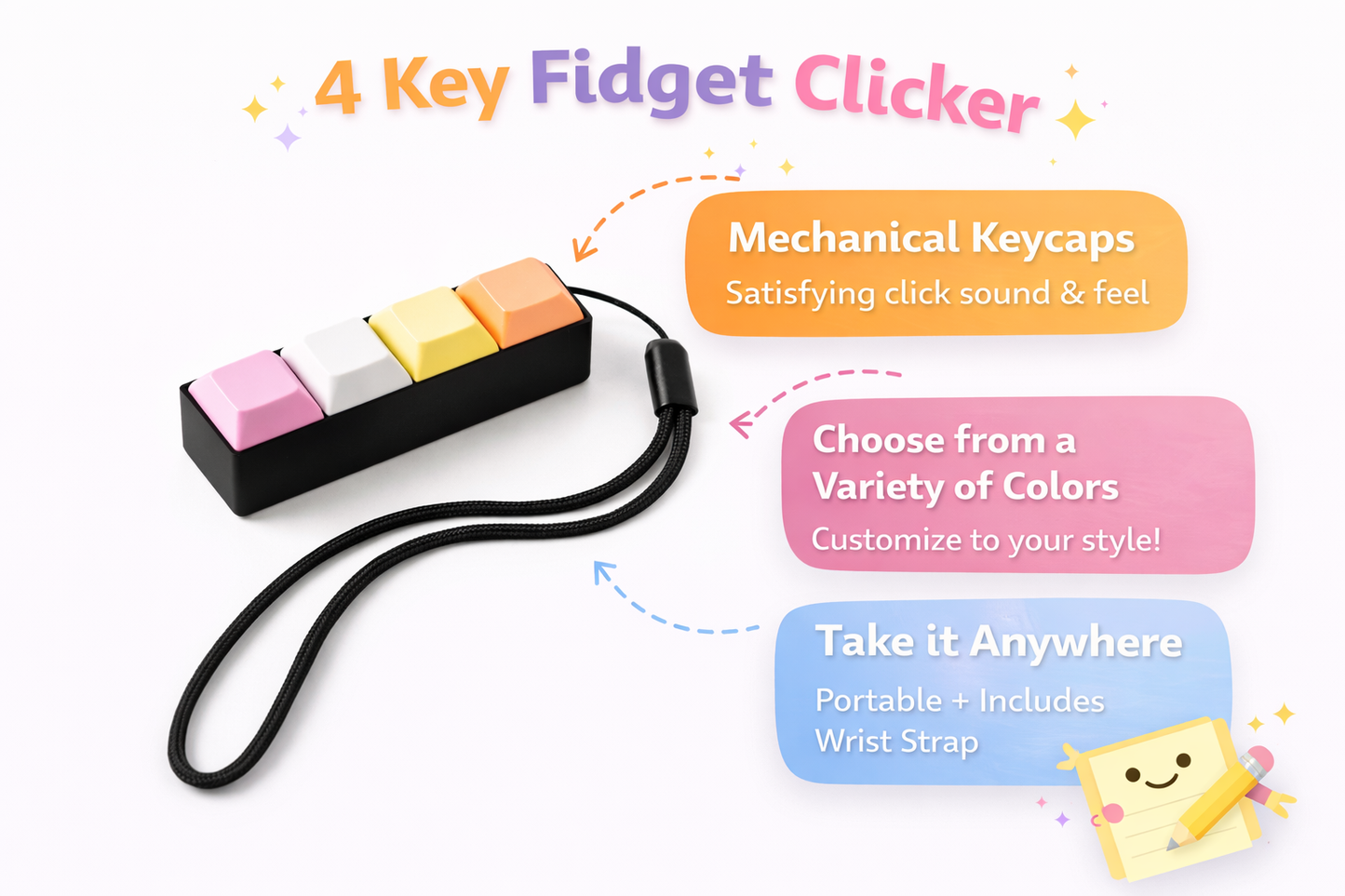 Keyboard Fidget, Keyboard Click Keychain