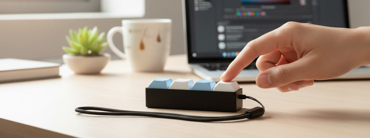 keyboard fidget clicker being pressed