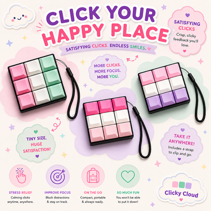 Keyboard Fidget Clicker – 9 Key ASMR Fidget Keyboard, Stress Relief Click Toy