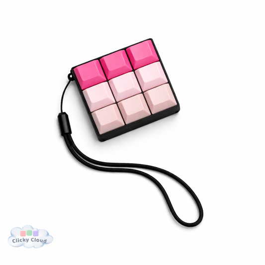 keyboard fidget clicker in pink with keychain