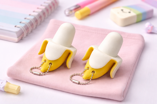 Banana Fidget Clicker Keychain – Cute Stress Relief Toy, 3D Printed Keyboard Clicker, Portable Anxiety Fidget