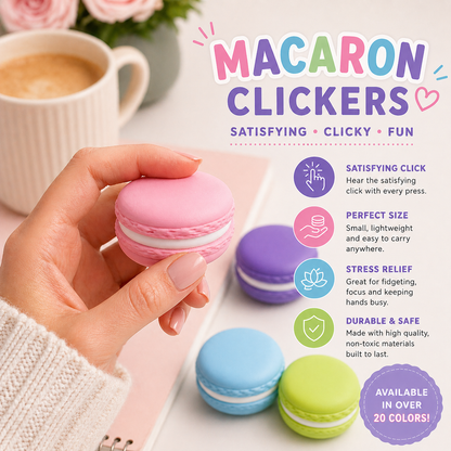 Macaron Fidget Clicker Toy, Stress Relief, Desk Accessory, Clicky Toy