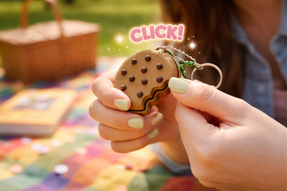 Cookie Fidget Clicker Keychain – Cute Stress Relief Keyboard Click Toy, ASMR Clicker, Sensory Gift