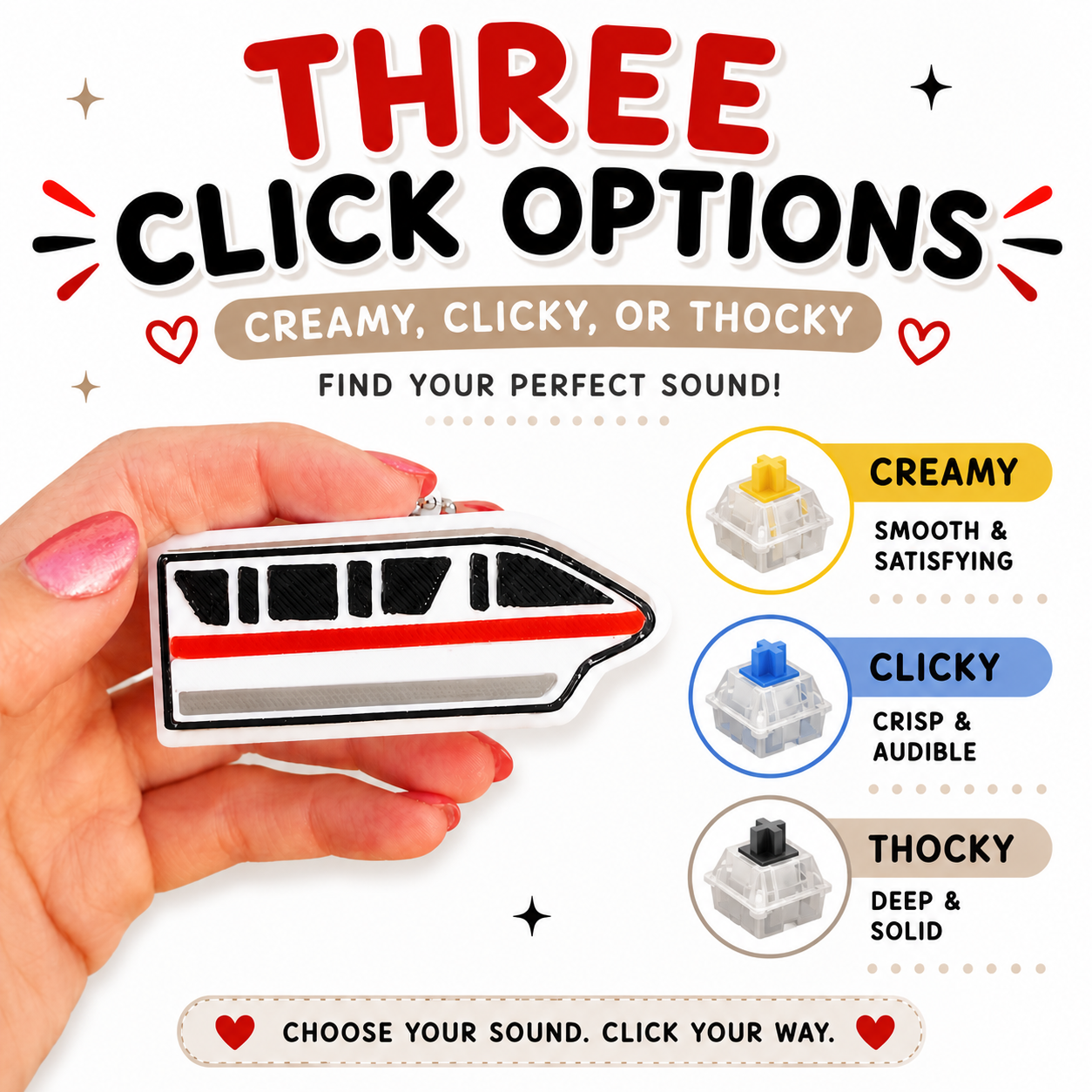 Monorail Clicker Keychain | 3D Printed Fidget