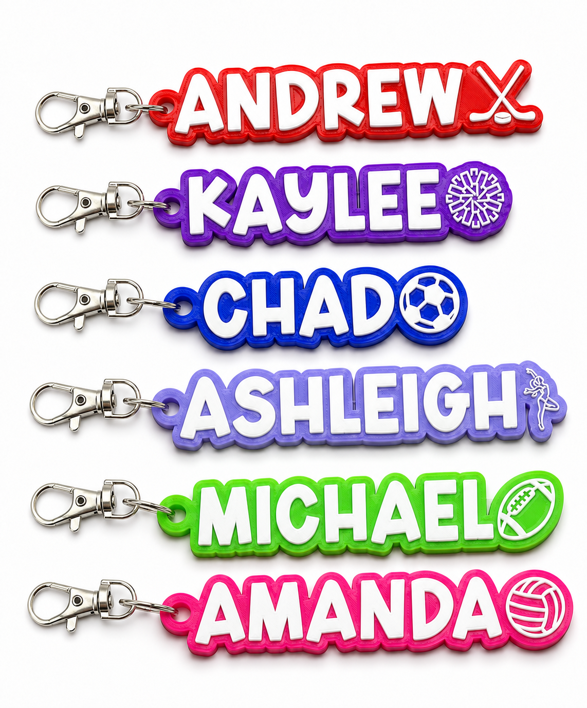 Personalized Sports Keychain – Custom Name & Team Colors
