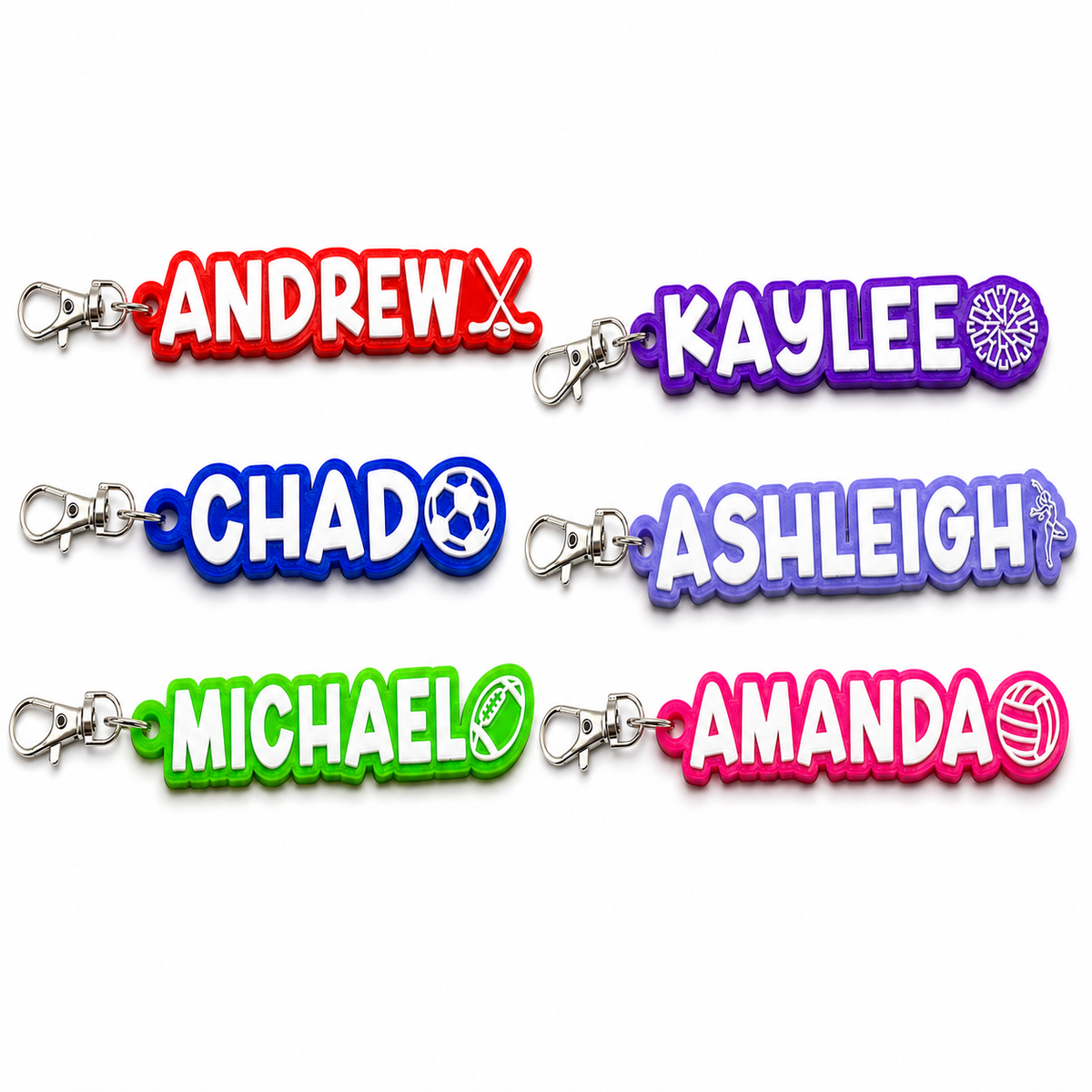 Personalized Sports Keychain – Custom Name & Team Colors