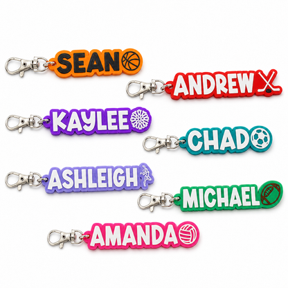 Personalized Sports Keychain – Custom Name & Team Colors
