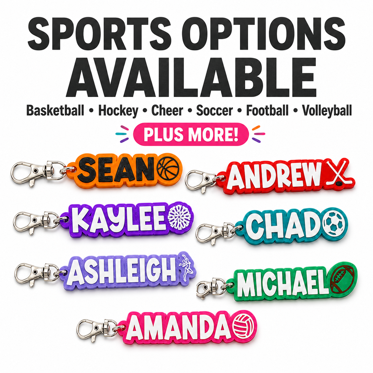 Personalized Sports Keychain – Custom Name & Team Colors
