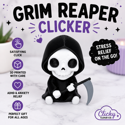 Grim Reaper Clicker Keychain | Mechanical Keyboard Fidget Toy | Cute Skeleton Keychain