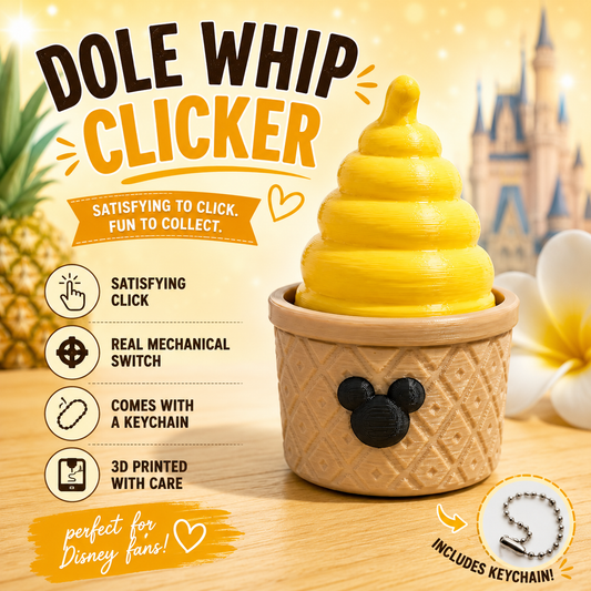 Pineapple Dole Whip Clicker Keychain – 3D Printed Fidget Toy