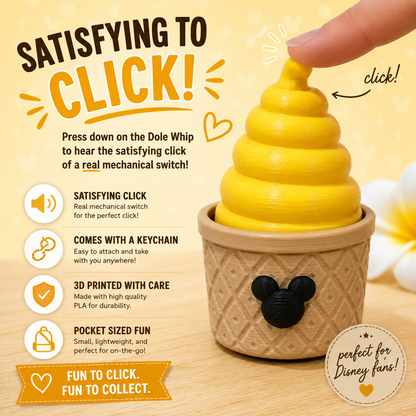 Pineapple Dole Whip Clicker Keychain – 3D Printed Fidget Toy