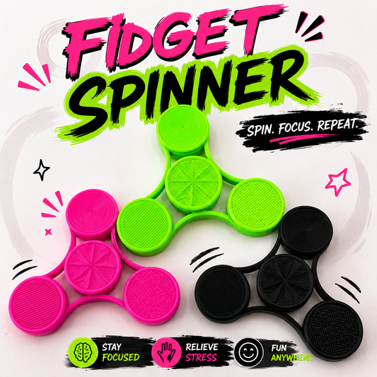 3D Printed Textured Fidget Spinner – 20+ Colors