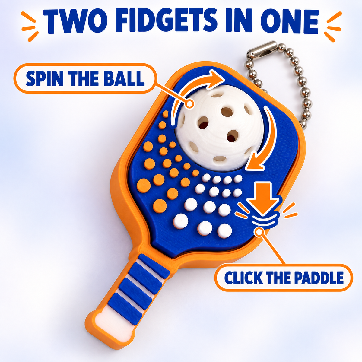 Pickleball Clicker & Spinner Fidget Keychain