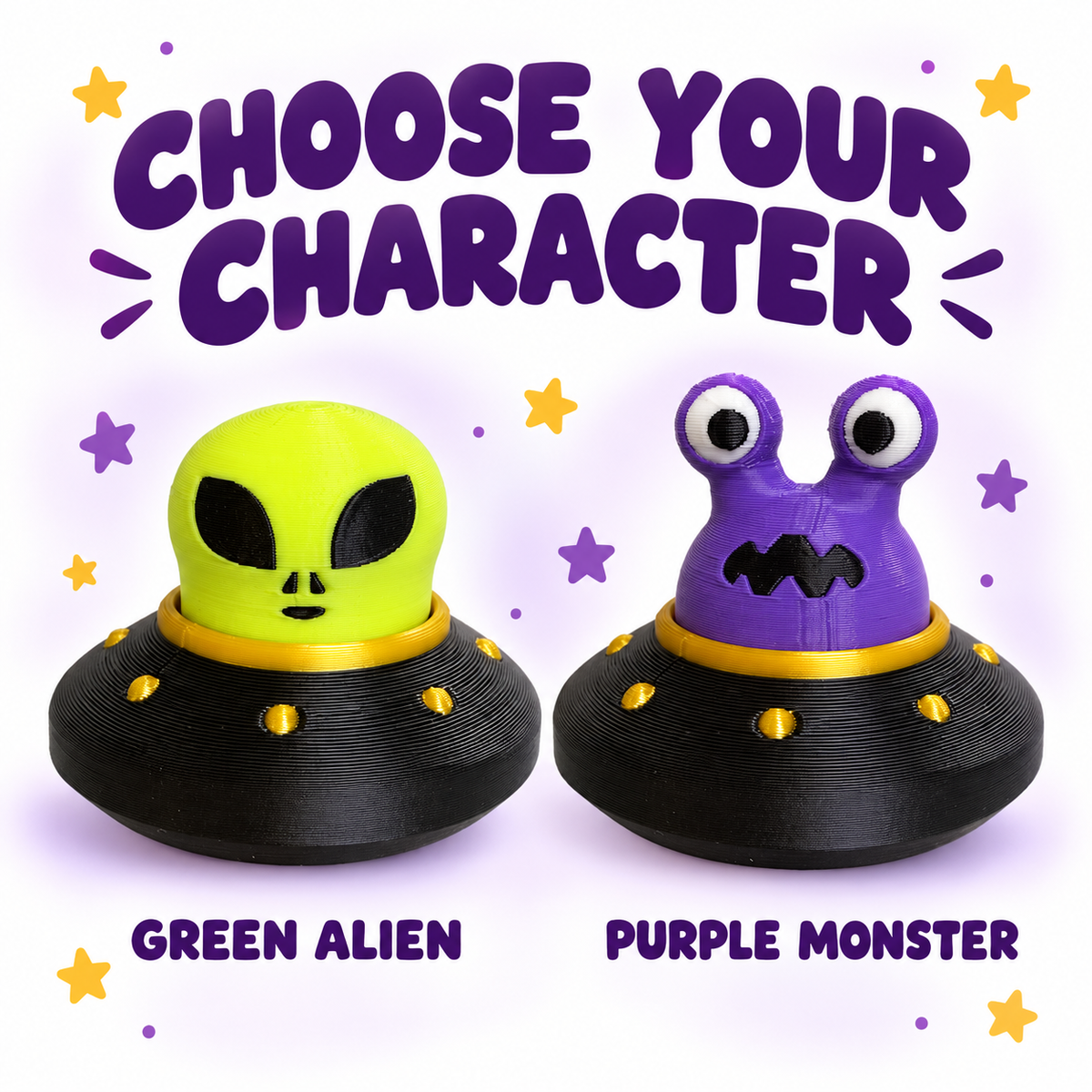 Alien UFO Fidget Clicker – 3D Printed Desk Toy