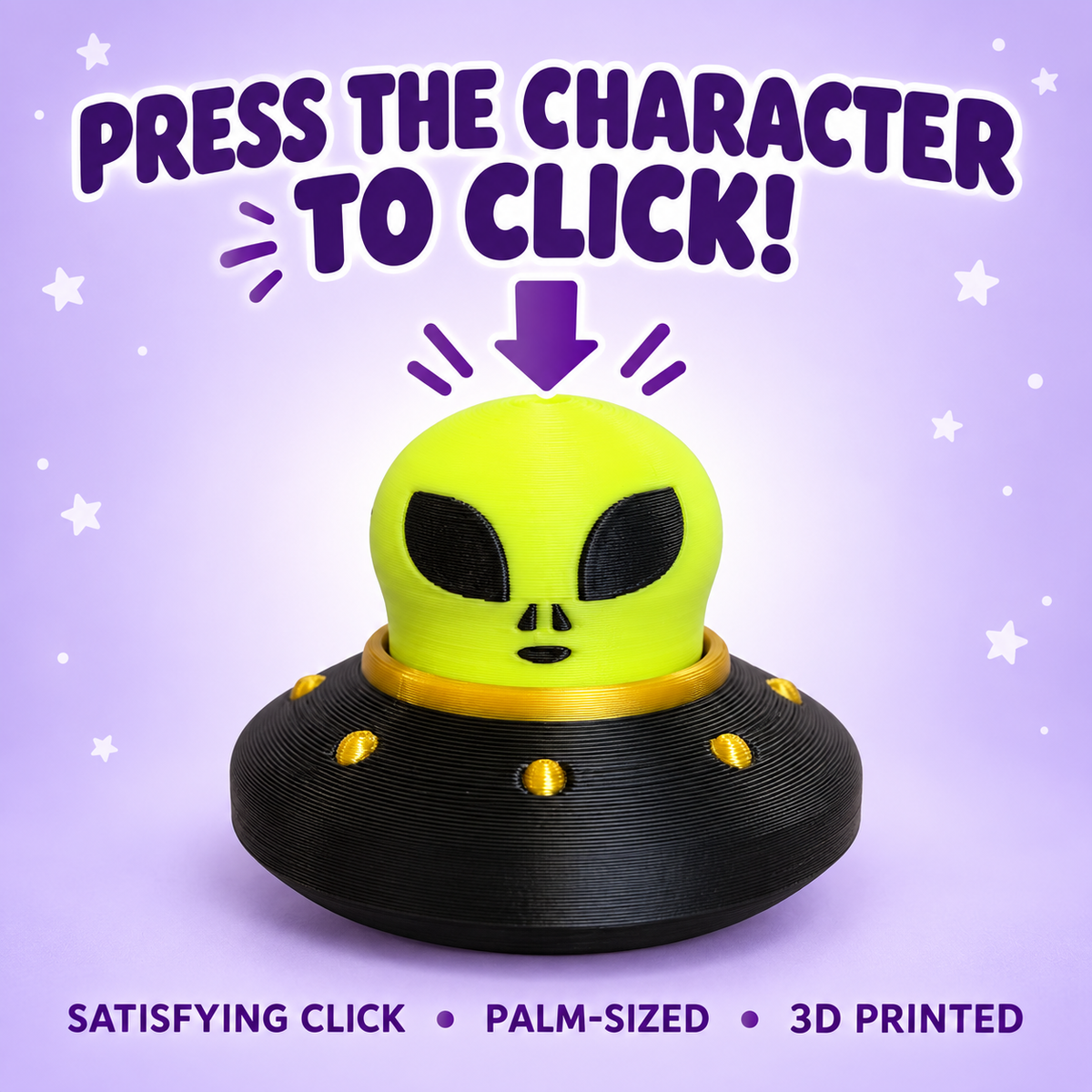 Alien UFO Fidget Clicker – 3D Printed Desk Toy