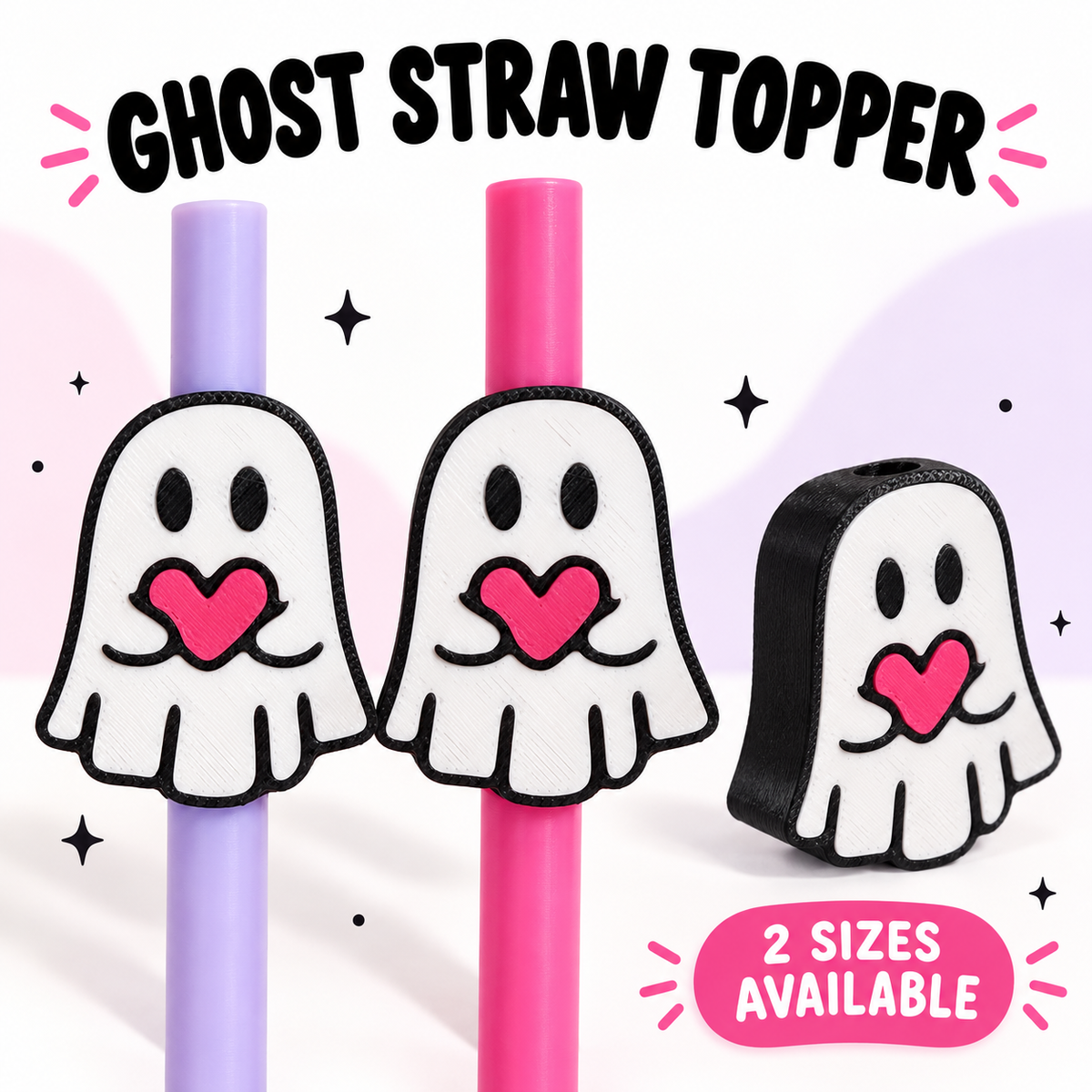 Ghost Straw Topper – Cute Halloween Cup Accessory