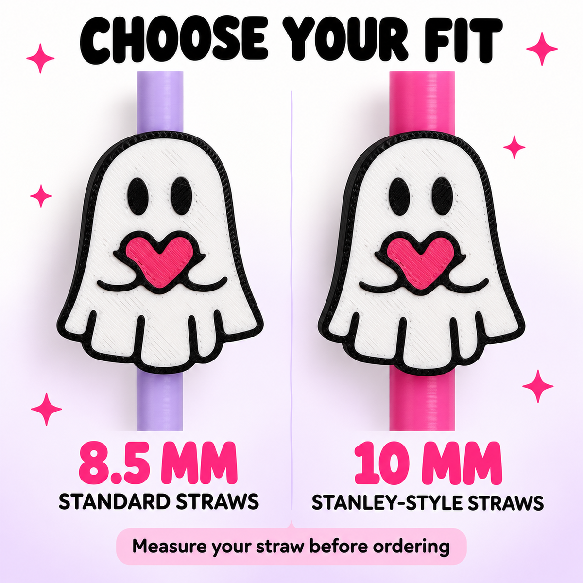 Ghost Straw Topper – Cute Halloween Cup Accessory