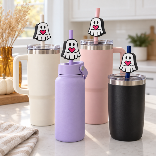 Ghost Straw Topper – Cute Halloween Cup Accessory