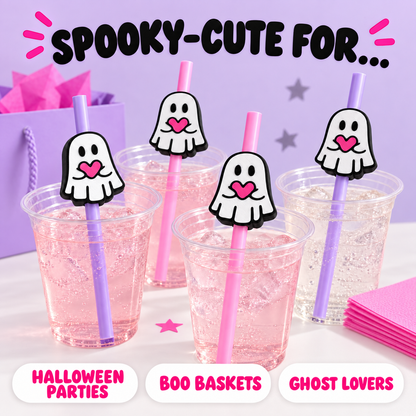 Ghost Straw Topper – Cute Halloween Cup Accessory