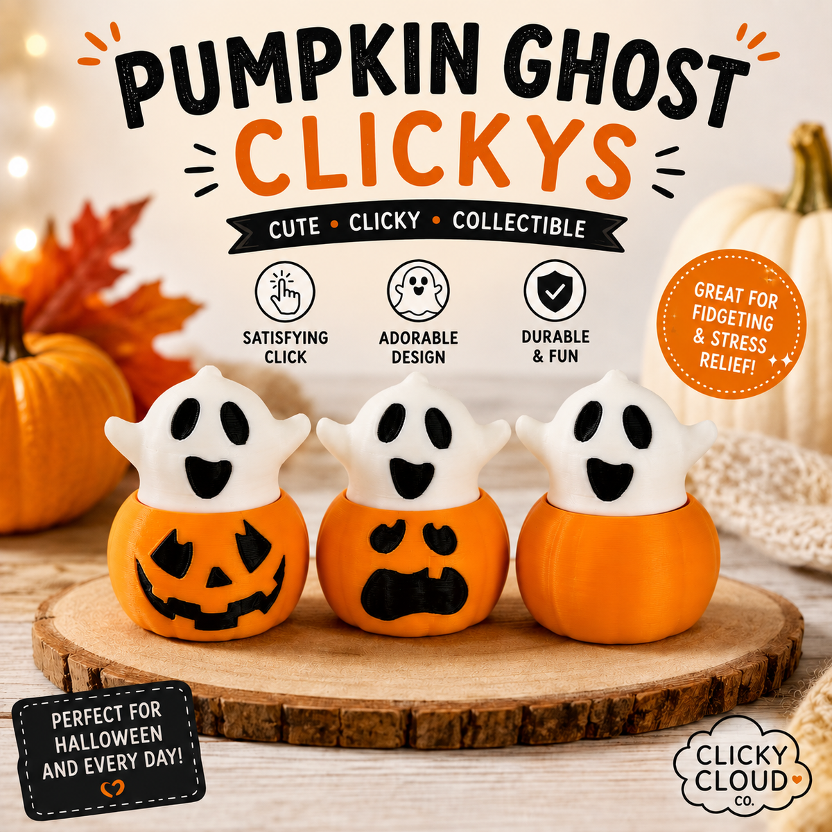 Ghost Pumpkin Clicker Fidget Toy – Halloween Sensory Fidget