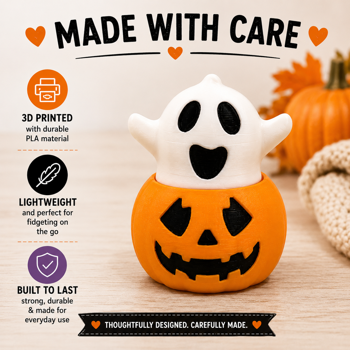 Ghost Pumpkin Clicker Fidget Toy – Halloween Sensory Fidget