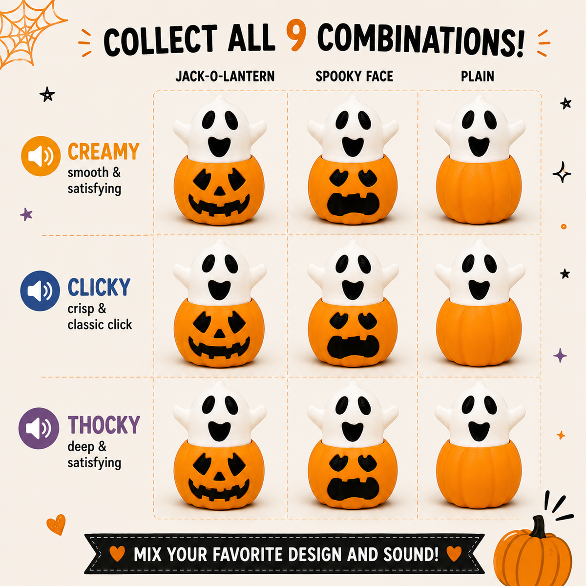Ghost Pumpkin Clicker Fidget Toy – Halloween Sensory Fidget