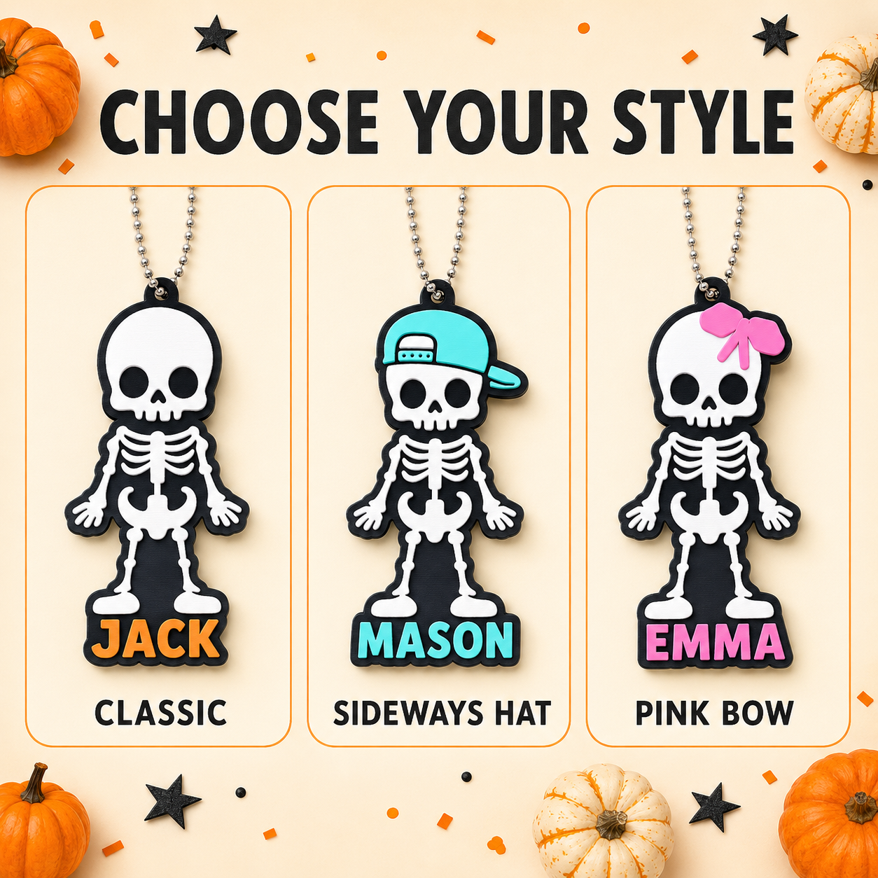 Personalized Skeleton Halloween Bag Tag