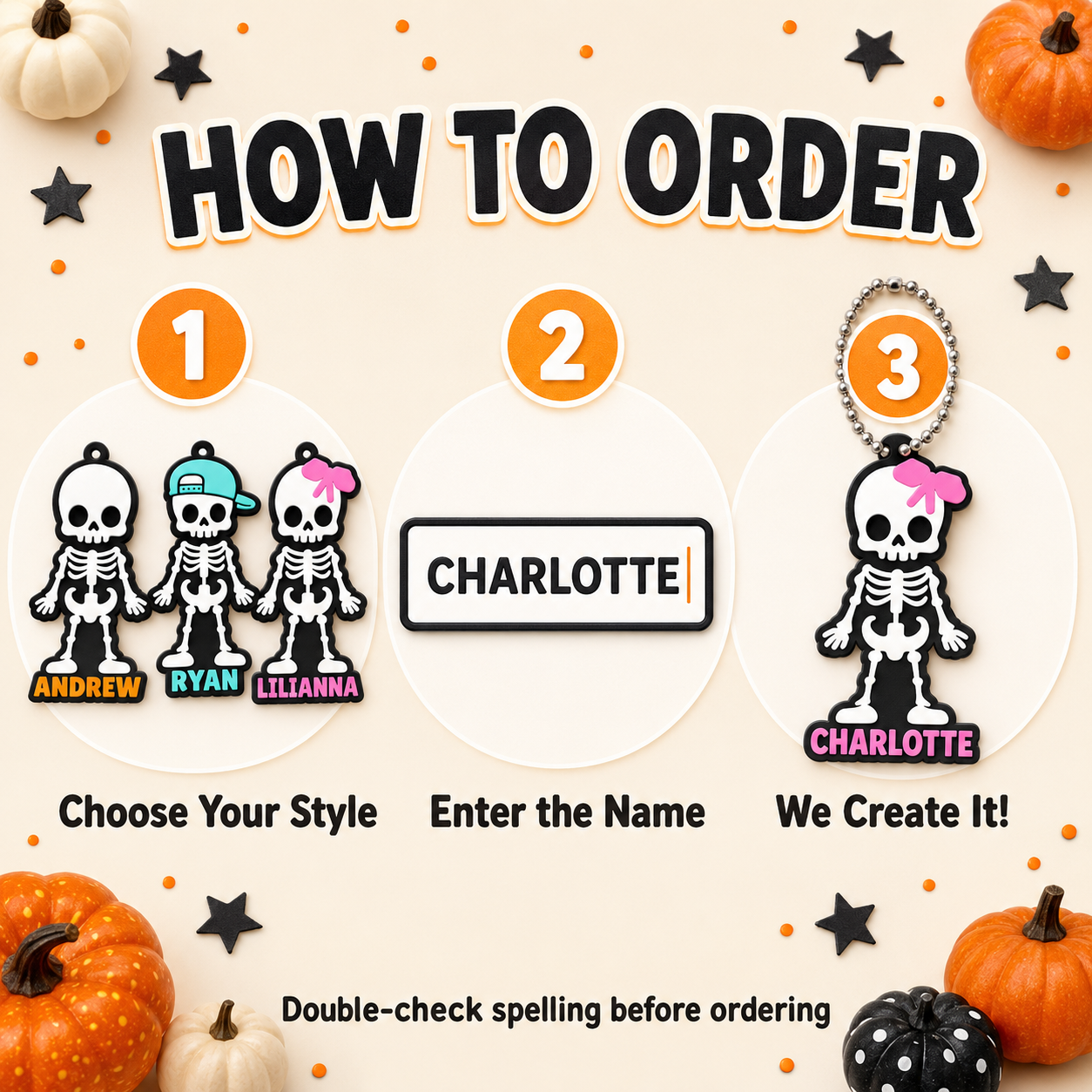 Personalized Skeleton Halloween Bag Tag