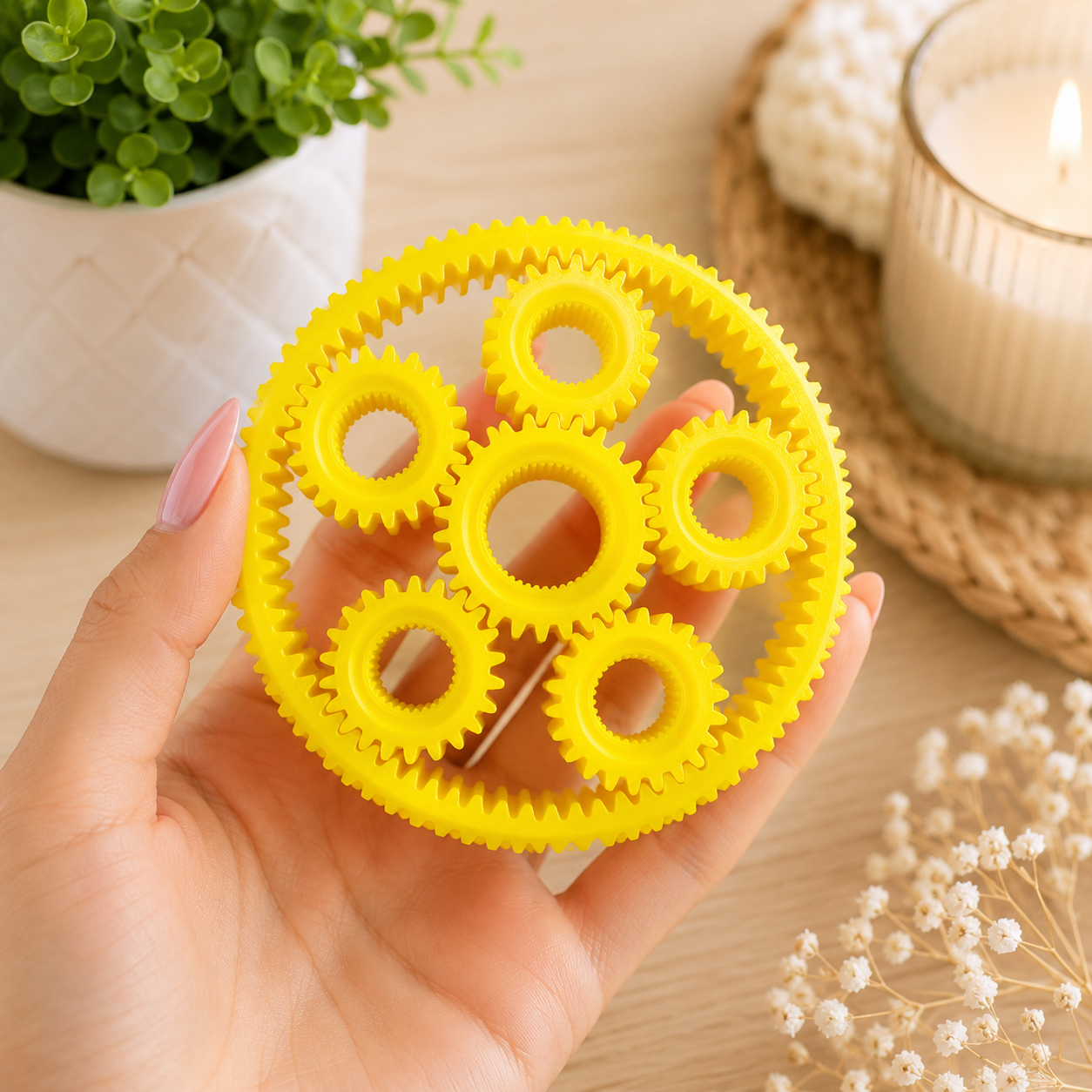 3D Printed Gear Fidget Spinner – Rotating Sensory Fidget Toy