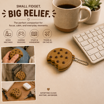 Cookie Fidget Clicker Keychain – Cute Stress Relief Keyboard Click Toy, ASMR Clicker, Sensory Gift