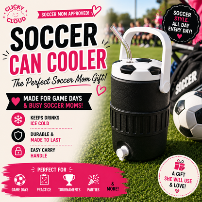 Soccer Can Cooler – 12 oz Drink Holder for Soccer Moms & Game Days