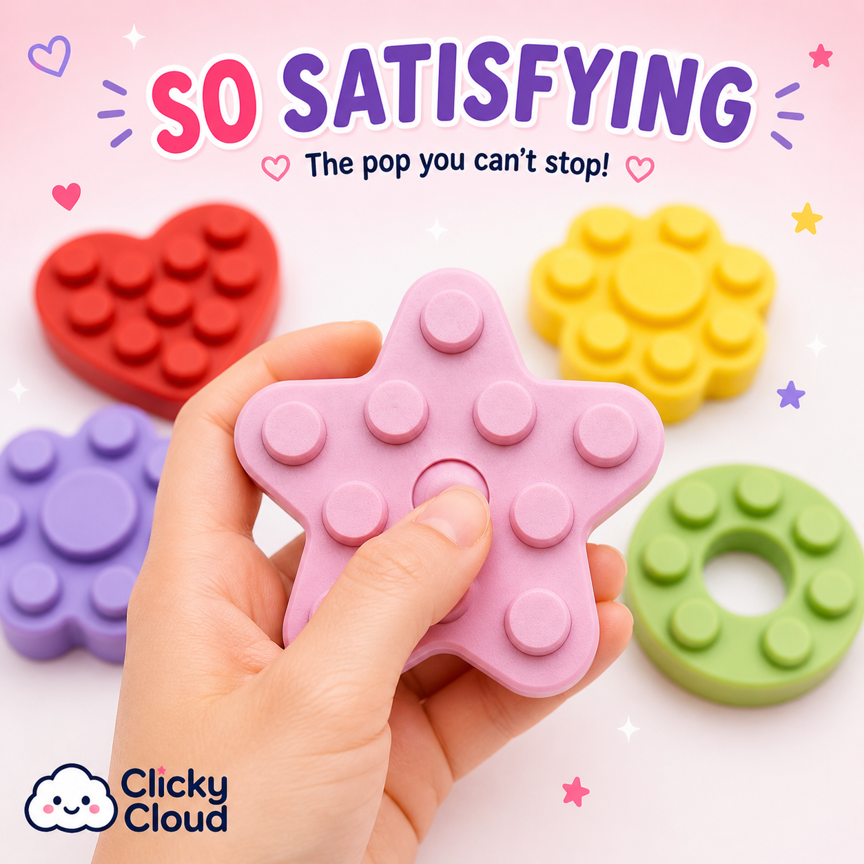 Mini Pop It Fidget Toy – Flower & Star Sensory Clickers