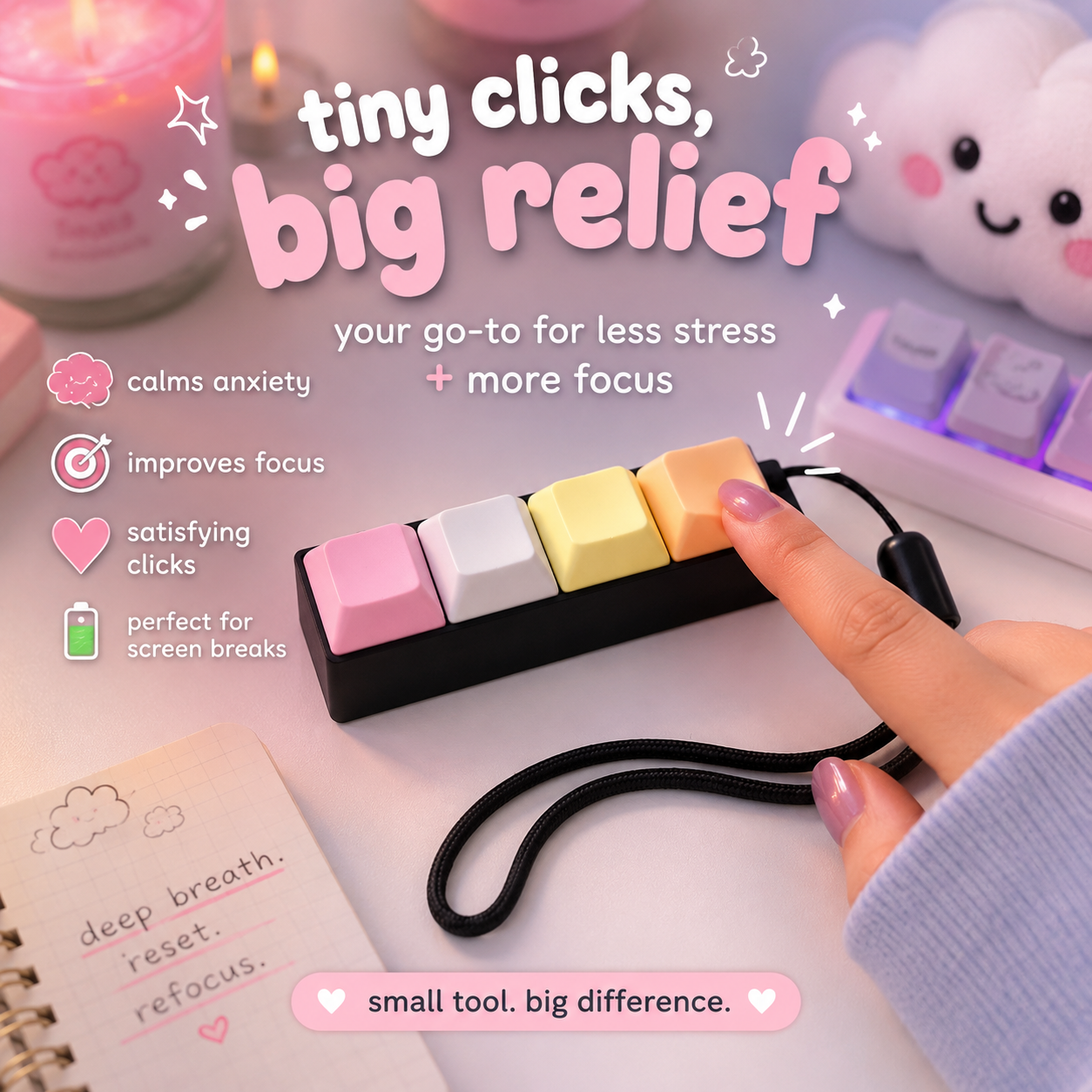 Keyboard Fidget, Keyboard Click Keychain