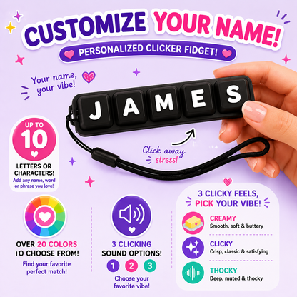 Personalized Keyboard Clicker Fidget – Custom Name Keycap Clicker | 3D Printed Desk Toy | Mechanical Keyboard Switch Fidget