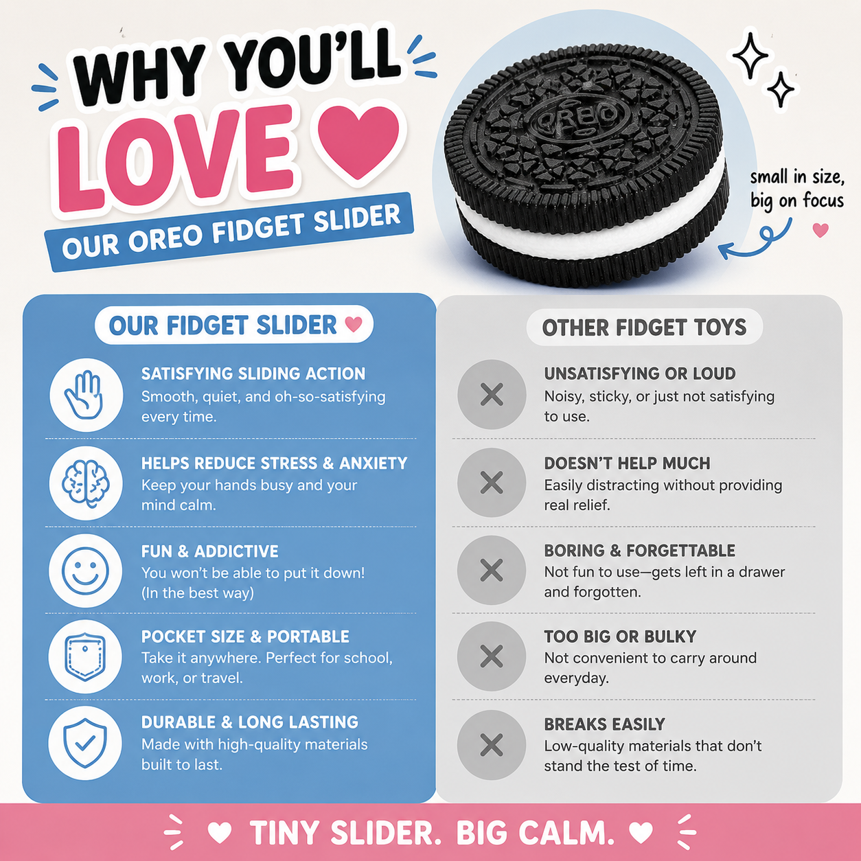Magnetic Slider Fidget Toy Cookie – Pocket Size Stress Relief Fidget for Focus & Anxiety