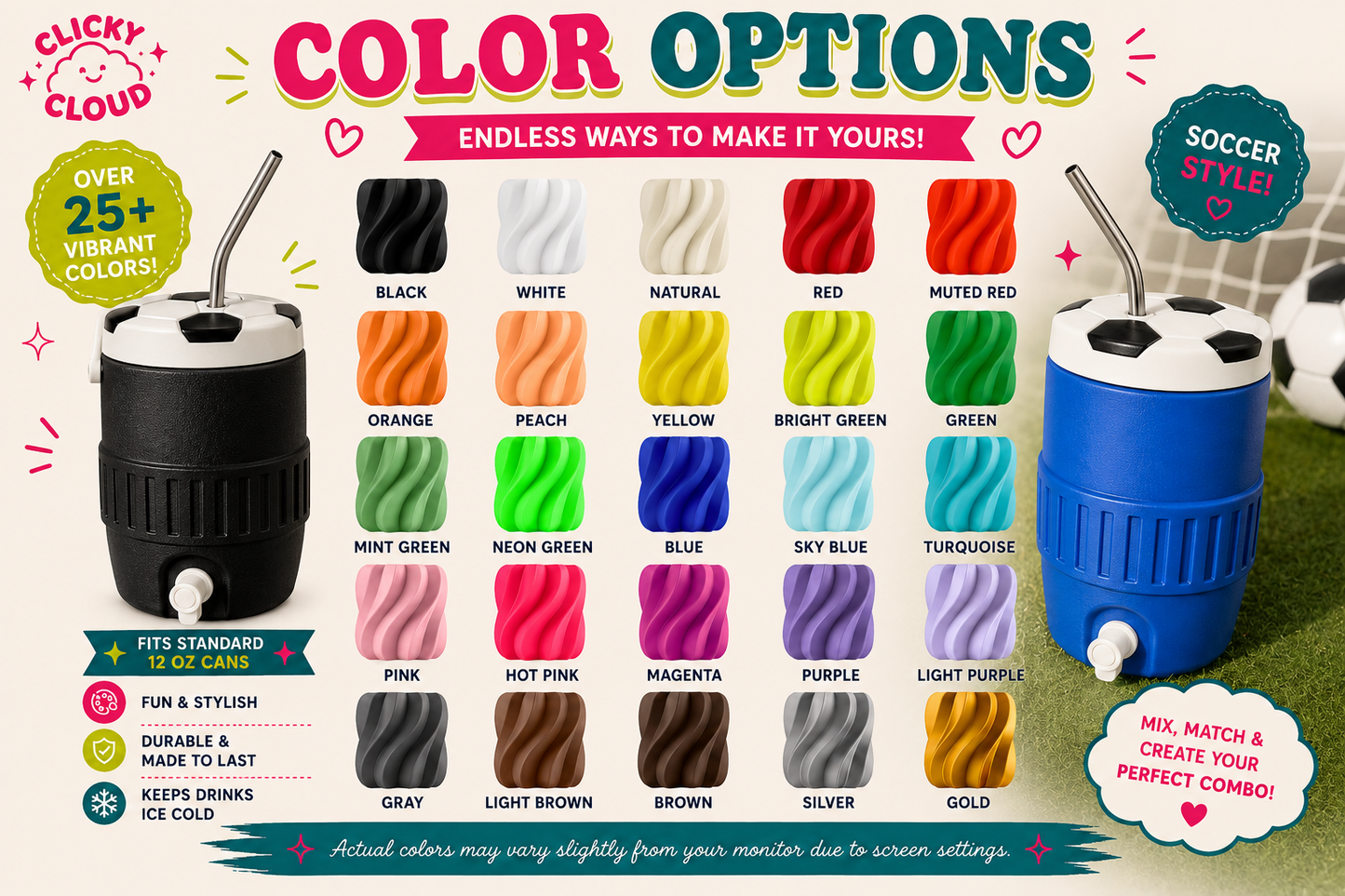Soccer Can Cooler – 12 oz Drink Holder for Soccer Moms & Game Days