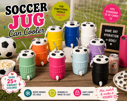 Soccer Can Cooler – 12 oz Drink Holder for Soccer Moms & Game Days