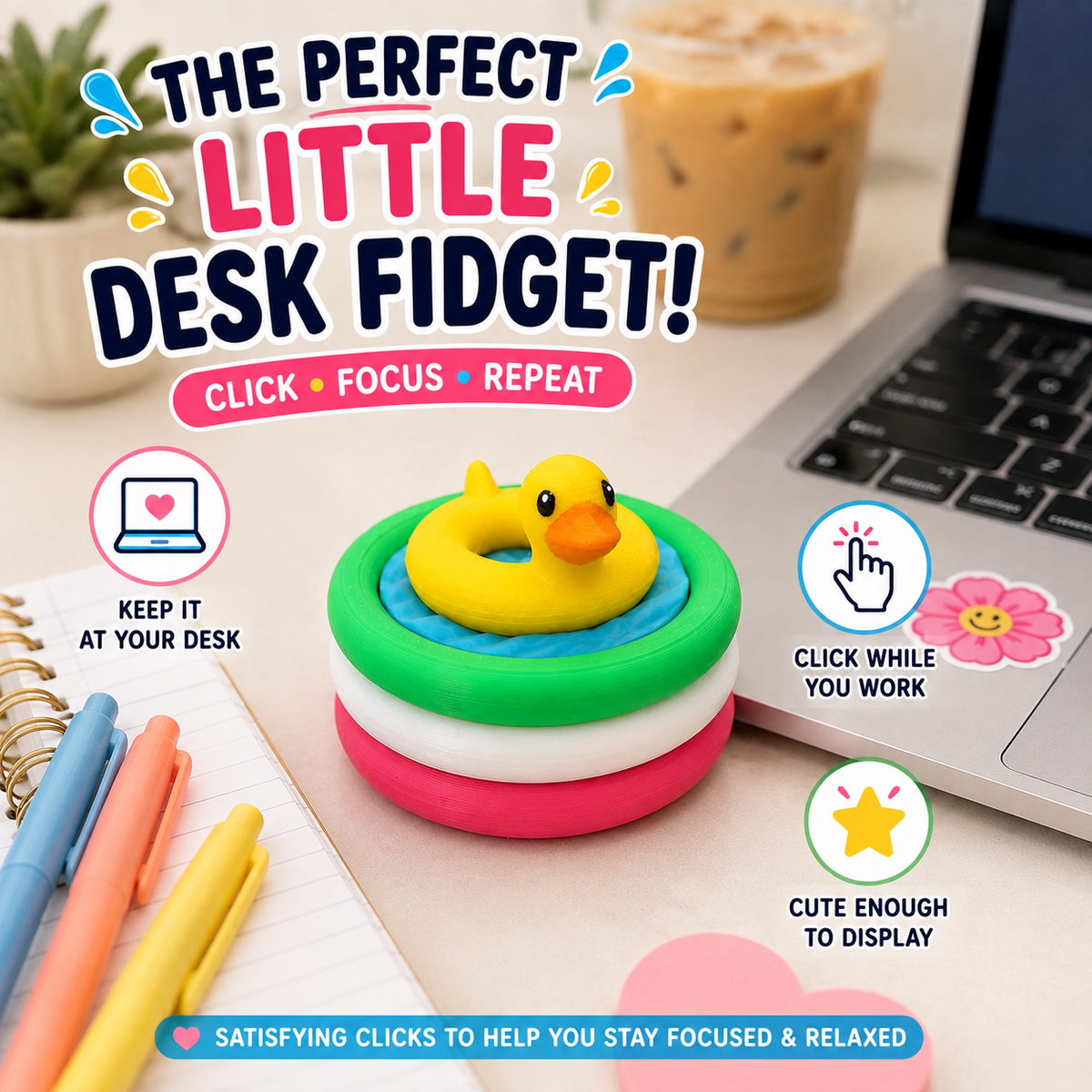 Duck Pool Float Clicker Fidget Toy