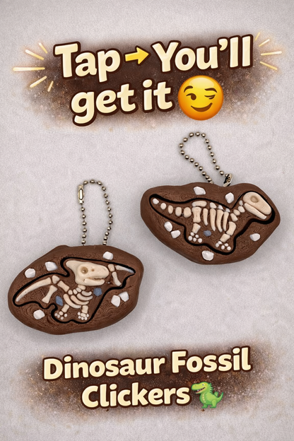Dinosaur Fossil Fidget Clicker | Prehistoric Desk Toy | ASMR Clicky Keychain | Unique Stress Relief Gift