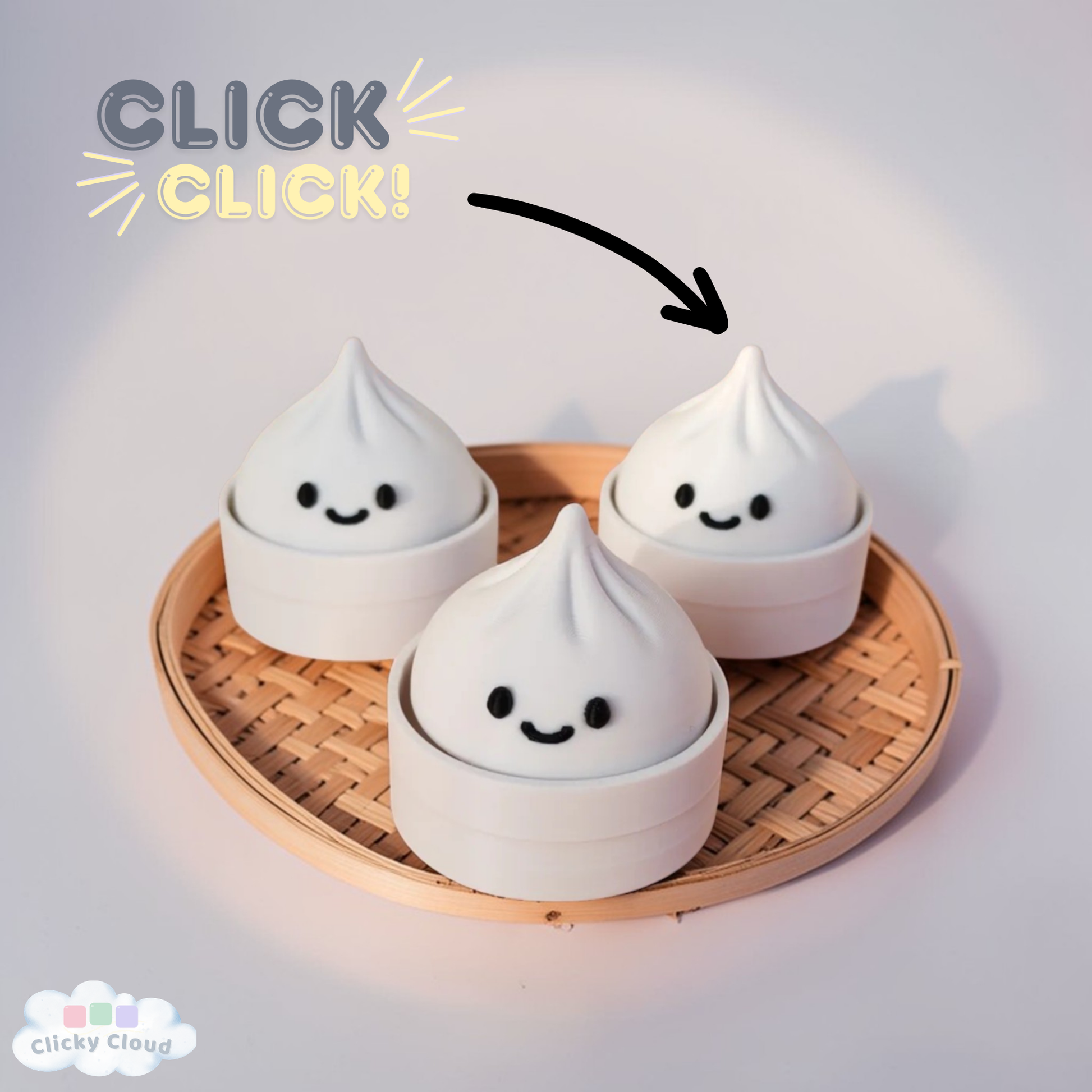 Set of Dumpling Fidget Clicker Keychains