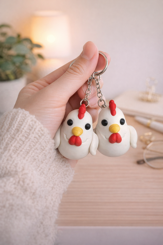 Articulated Chicken Keychain – Wiggly Jiggly Fidget Toy, Cute Farm Animal Keychain, Sensory Stress Relief Gift