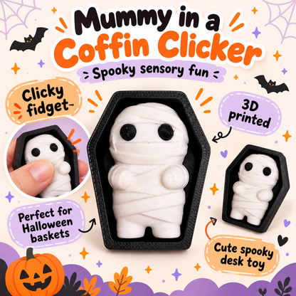 Halloween mummy coffin clicker sensory toy