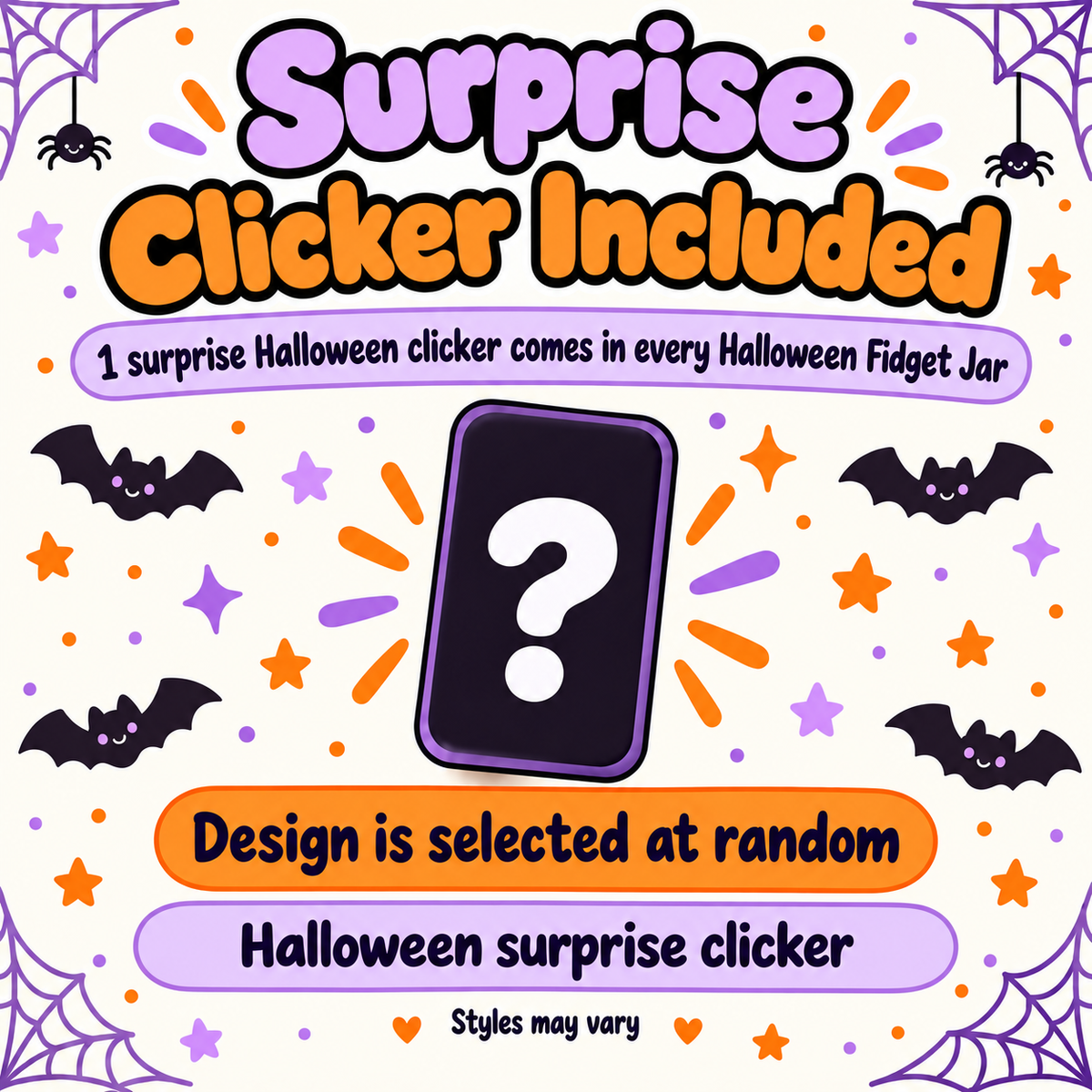 Halloween mystery clicker included in fidget jar