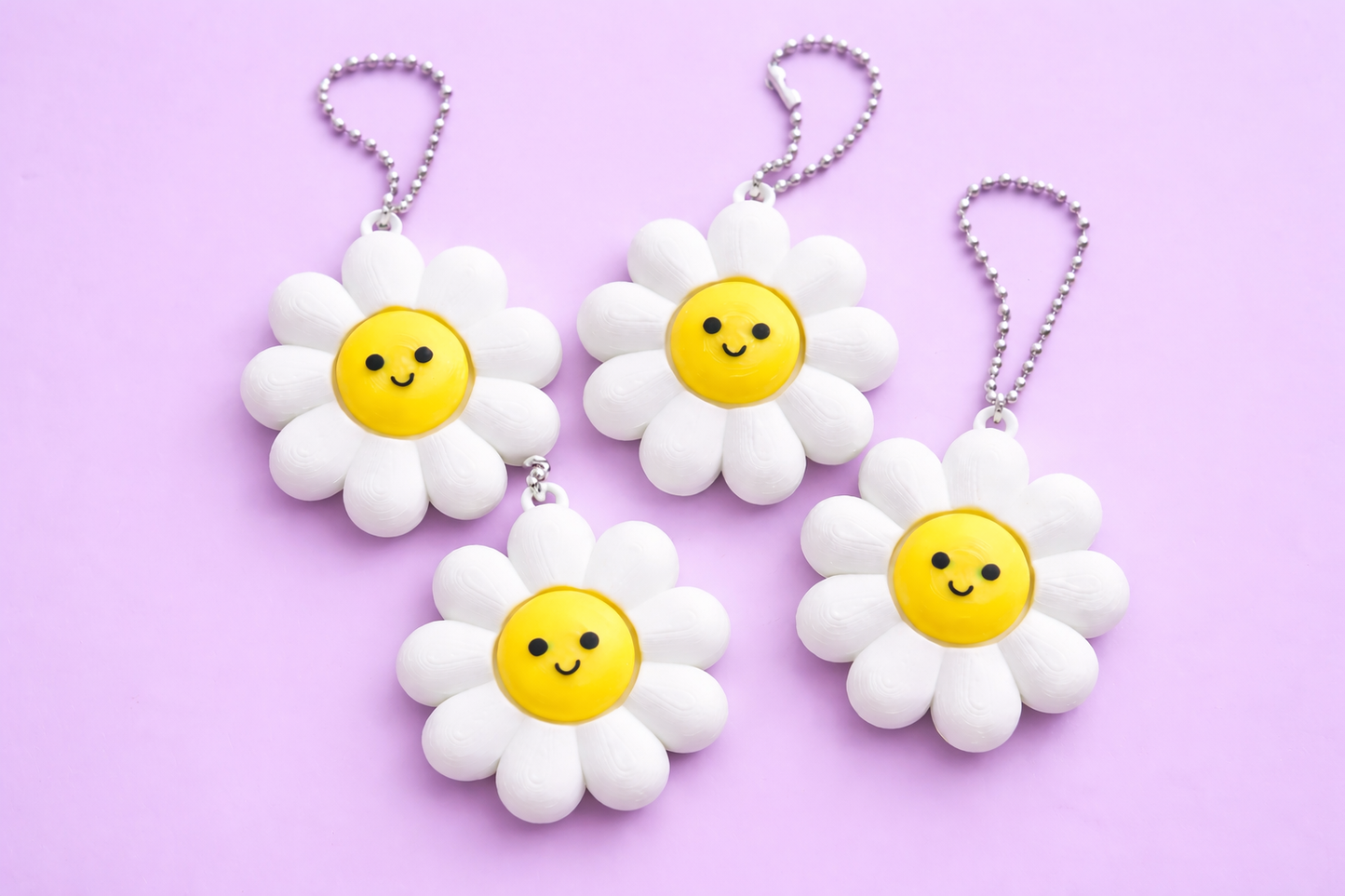 Daisy Fidget Clicker Keychain – Cute Flower Stress Relief Toy, Pocket Size Anxiety Fidget