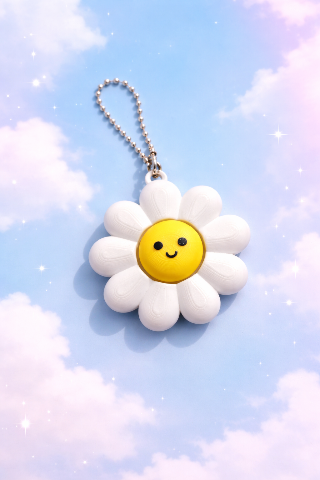 Daisy Fidget Clicker Keychain – Cute Flower Stress Relief Toy, Pocket Size Anxiety Fidget