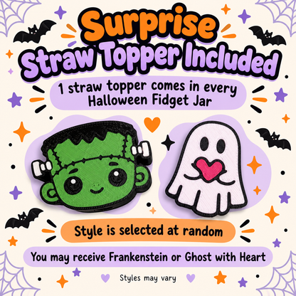 Surprise Halloween straw topper Frankenstein or ghost
